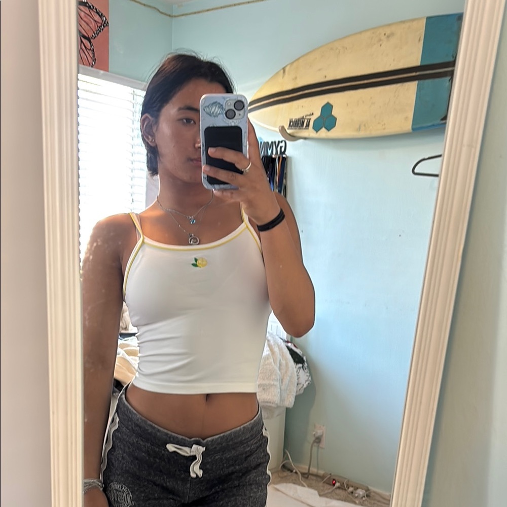 White Fitted Crop Camisole Top